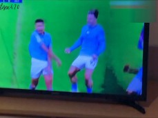 Manchester City fan is getting railed as Rodri scores Champs League Winner gif