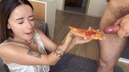 cum on pizza