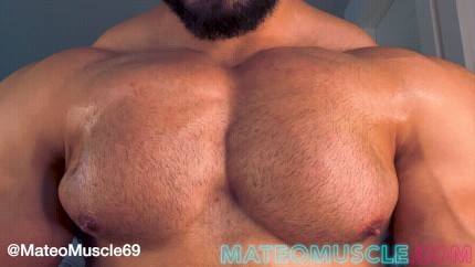 bodybuilder Mateo Muscle shows off his huge pecs, making them bounce 0027-1