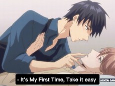 Baiser pour la première fois par une énorme bite de 24 cm - gay hentai Yaoi gif