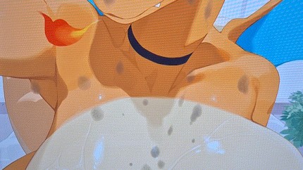 Pokemon Charizard get MASSIVE cum tribute over her big tits!