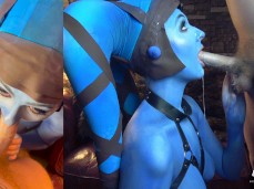 Twi'Lek Slave Body Paint Cosplay Fucked Hard in Throat & Pussy gif