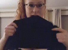 Very busty woman drops her titties gif