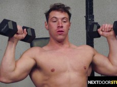 muscle jock Kyle Fletcher's bare-chested workout 0134 10 gif