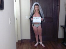 Arkcollegegirl bride showing off her slut certificate gif