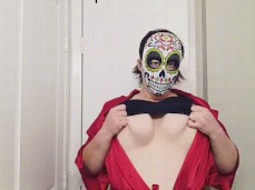 Masked boob drop gif