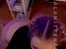 Cock hungry girl on her knees feasting on a hard bbc gif