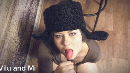 fur hat blowjob