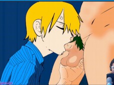 Horny Sanji can't resist Zoro's cock gif