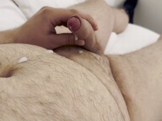My 11cm Uncut Cock Cumming on My Fat Belly gif
