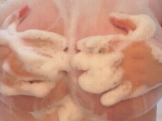Caressing My Big Soapy Natural Tits gif