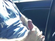 Beefy, bearded Jax Blue jerks off in a car, cums in the sunshine 0456-1 3 gif