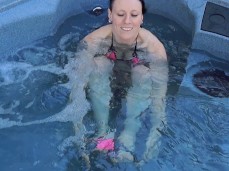 Hotwife Jennifer Zombie Fucks a Monster Dildo in the Hot Tub gif