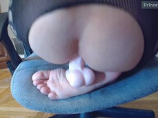 TGIRL IS RIDING DILDO ON HER FEET - VERY HOT gif
