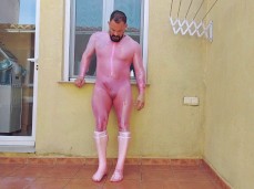 Bearde, well-endowed muscle hunk in wet pink spandex 0139-1 1 gif