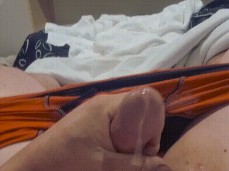 Bulls eye! Chubby Viking Reigns cums on his belly, into his navel 0020-1 5 gif