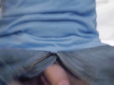 Man's blue jeans burst open at the seams! gif