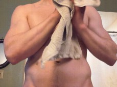 Well-built, alluring media personality dries off hands in innocence 0004-1 gif