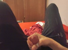 Desperate dude pulls his big, hard dick out of his pants and lets go 0039-1 gif