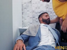 Sexy, thick-dicked barber Logna Moore kisses, facefucks Dani Robles 0420 10 gif