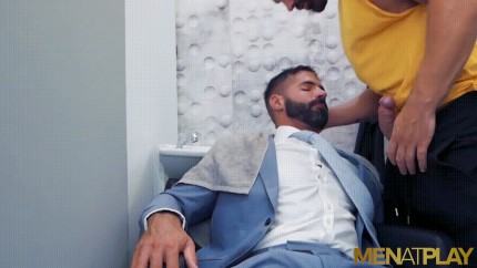Sexy, thick-dicked barber Logna Moore kisses, facefucks Dani Robles 0420 10