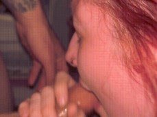 sloppy redhead deepthroat blowjob gif