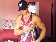Even in an XL shirt, some physical features are hard to overlook 0023-1 3 gif