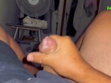 On a hot summer night, beefy, horny Ochoa strokes his hot cock, cums a lot gif