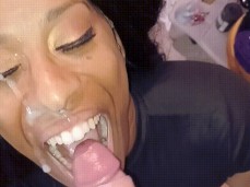 Cum on ebony face gif