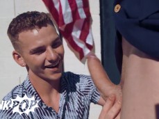While Malik Delgaty salutes flag, Jack Waters pays homage to flagpole 0135 gif