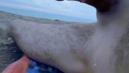 Even on a cloudy day, this hairy, hung Italian has a good time on the beach