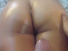 HOT CUM JETS ON MY OILY ASS