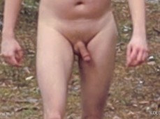 Naked walk in the forest in winter - almost caught! gif
