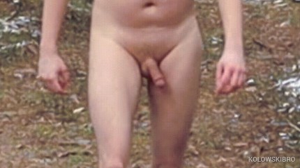 Naked walk in the forest in winter - almost caught!