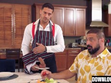 Chef Ty Roderick offers Marco Napoli a sample of hot home cooking 0944 10 gif