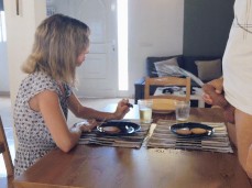 peeing on her eating breakfast gif