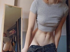 stripping from jean shorts gif