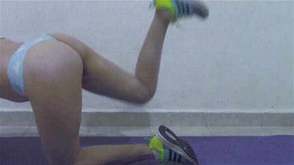 WORKOUT WEARING ONLY CUTE THONG IN THE GYM