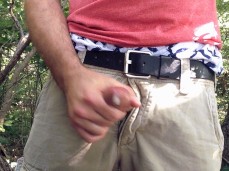 Cumming in the woods in my AE boxsers gif