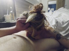 Blonde skinny slut sucking daddy cock in hotel gif