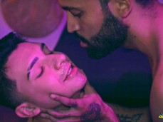 man licked cum in twink face gif