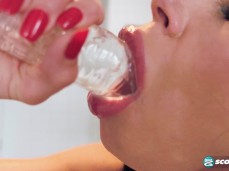Piper Press sucking on a clear dildo gif