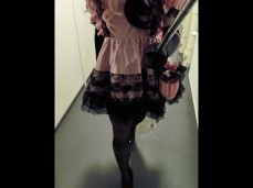 Sexy sissy maid walking in high heels gif