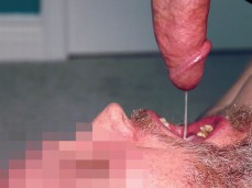 Straight, bearded selfsucker shoots in his own mouth, and cumsucks himself gif