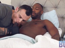 Fit, inked nurse Sebastian Bluu strokes, sucks August Alexander's huge cock gif